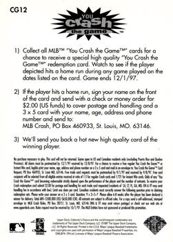 1997 Collector's Choice - You Crash the Game #CG12 Jim Thome Back