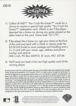 1997 Collector's Choice - You Crash the Game #CG12 Jim Thome Back