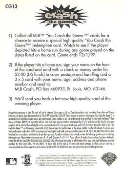 1997 Collector's Choice - You Crash the Game #CG13 Matt Williams Back