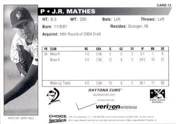 2005 Choice Daytona Cubs #13 J.R. Mathes Back