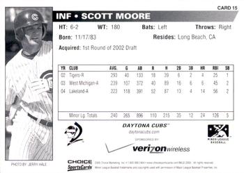 2005 Choice Daytona Cubs #15 Scott Moore Back