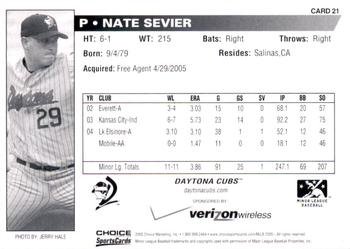 2005 Choice Daytona Cubs #21 Nate Sevier Back