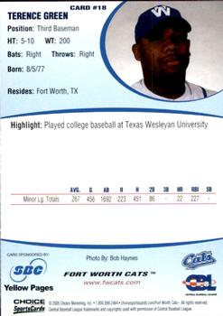 2005 Choice Fort Worth Cats #18 Terence Green Back