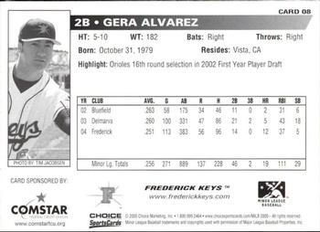 2005 Choice Frederick Keys SGA #08 Gera Alvarez Back