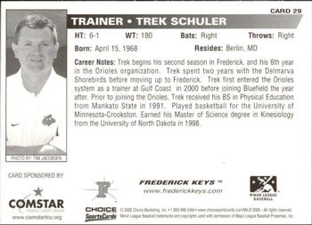 2005 Choice Frederick Keys SGA #29 Trek Schuler Back