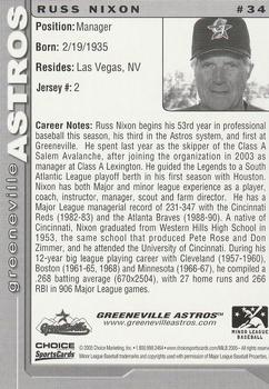 2005 Choice Greeneville Astros #34 Russ Nixon Back