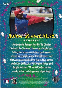 1997 Collector's Choice - You Crash the Game Exchange #CG30 Juan Gonzalez Back