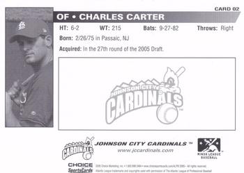 2005 Choice Johnson City Cardinals #2 Charles Carter Back