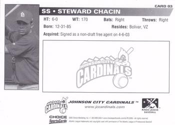 2005 Choice Johnson City Cardinals #3 Steward Chacin Back
