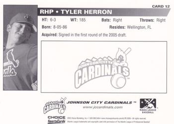 2005 Choice Johnson City Cardinals #12 Tyler Herron Back