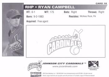 2005 Choice Johnson City Cardinals #18 Ryan Campbell Back