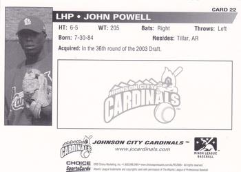 2005 Choice Johnson City Cardinals #22 John Powell Back