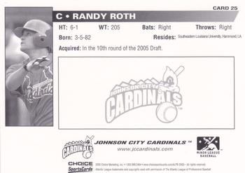 2005 Choice Johnson City Cardinals #25 Randy Roth Back