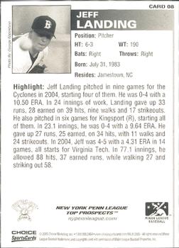 2005 Choice New York-Penn League Top Prospects #08 Jeff Landing Back