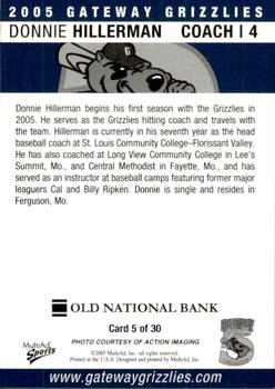 2005 MultiAd Gateway Grizzlies #5 Donnie Hillerman Back