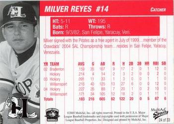 2005 MultiAd Hickory Crawdads Update #24 Milver Reyes Back