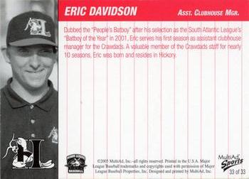 2005 MultiAd Hickory Crawdads Update #33 Eric Davidson Back