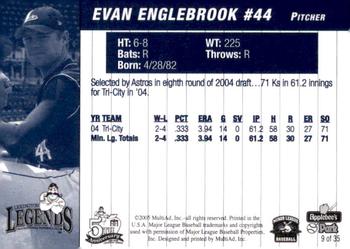 2005 MultiAd Lexington Legends #9 Evan Englebrook Back