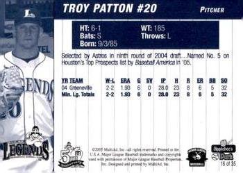 2005 MultiAd Lexington Legends #16 Troy Patton Back