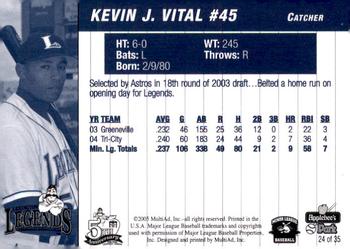2005 MultiAd Lexington Legends #24 Kevin J. Vital Back