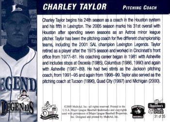 2005 MultiAd Lexington Legends #31 Charley Taylor Back