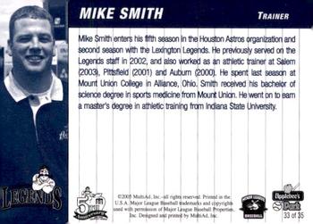 2005 MultiAd Lexington Legends #33 Mike Smith Back