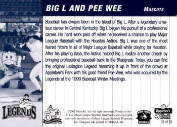 2005 MultiAd Lexington Legends #35 Big L / Pee Wee Back