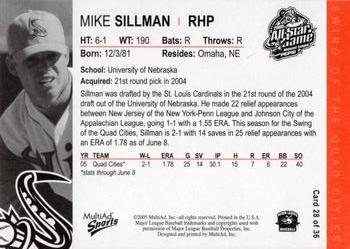 2005 MultiAd Midwest League All-Stars Western Division #28 Mike Sillman Back