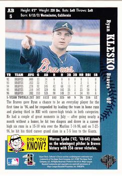 1997 Collector's Choice Atlanta Braves #AB5 Ryan Klesko Back