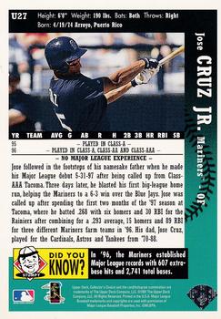 1997 Collector's Choice - Update #U27 Jose Cruz Jr. Back