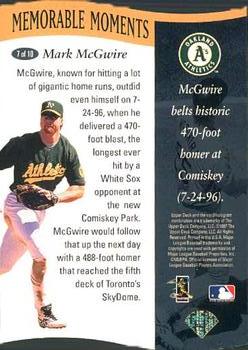 1997 Collector's Choice - Memorable Moments #7 Mark McGwire Back