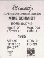 1986 Dorman's Super Stars #NNO Mike Schmidt Back