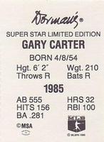 1986 Dorman's Super Stars #NNO Gary Carter Back