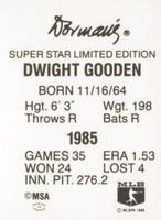 1986 Dorman's Super Stars #NNO Dwight Gooden Back