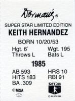 1986 Dorman's Super Stars #NNO Keith Hernandez Back