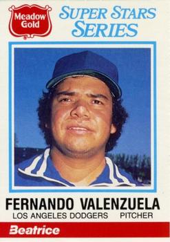 1986 Meadow Gold Stat Back #1 Fernando Valenzuela Front