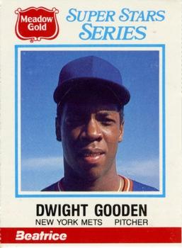 1986 Meadow Gold Stat Back #3 Dwight Gooden Front