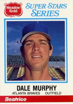 1986 Meadow Gold Stat Back #4 Dale Murphy Front