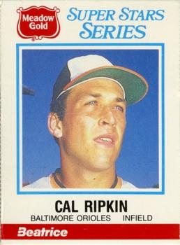 1986 Meadow Gold Stat Back #11 Cal Ripken, Jr. Front