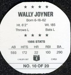 1987 Weis Winners Discs #10 Wally Joyner Back