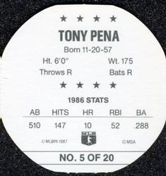 1987 Our Own Tea Discs #5 Tony Pena Back
