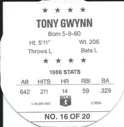 1987 Our Own Tea Discs #16 Tony Gwynn Back