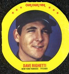 1987 Our Own Tea Discs #20 Dave Righetti Front