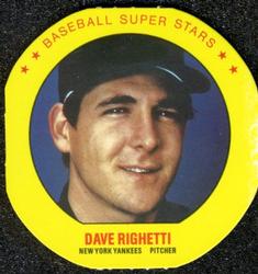 1987 Super Stars Discs #20 Dave Righetti Front