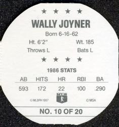 1987 Key Food Discs #10 Wally Joyner Back