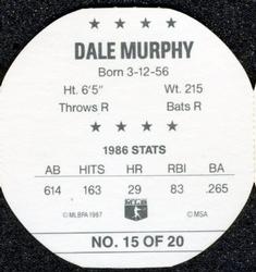 1987 Key Food Discs #15 Dale Murphy Back