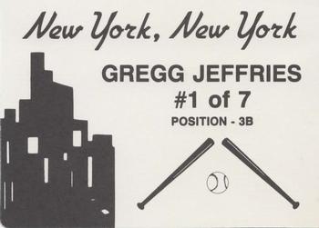 1988 New York, New York (unlicensed) #1 Gregg Jefferies Back