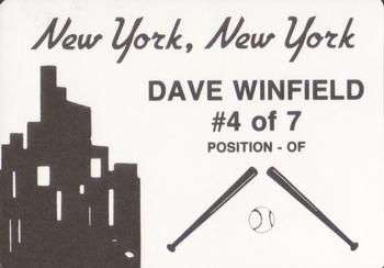 1988 New York, New York (unlicensed) #4 Dave Winfield Back