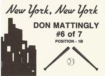 1988 New York, New York (unlicensed) #6 Don Mattingly Back