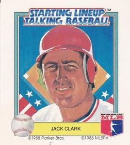 1988 Parker Bros. Starting Lineup Talking Baseball St. Louis Cardinals #13 Jack Clark Front